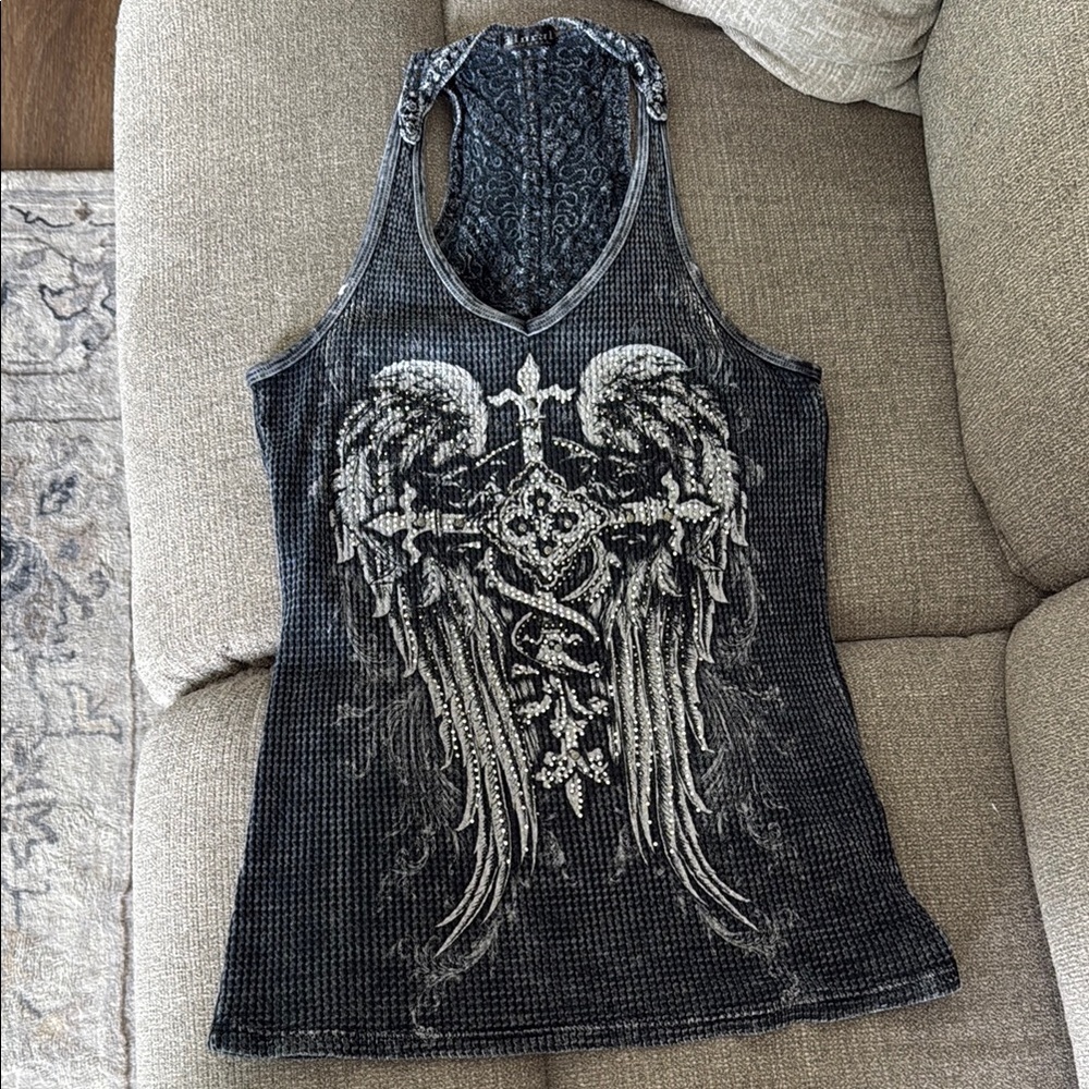 Women's Black Graphic Tank Top